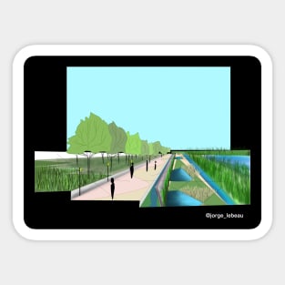 wetland urban park sketch Sticker